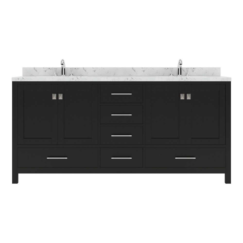 Caroline Avenue 72" Bath Vanity Espresso, Quartz Top, Sinks, GD-50072-CMRO-ES-NM