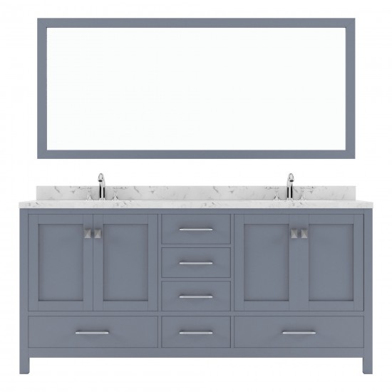 Caroline Avenue 72" Bath Vanity in Gray, Quartz Top, Sinks, GD-50072-CMRO-GR