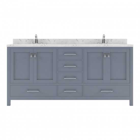 Caroline Avenue 72" Bath Vanity in Gray, Quartz Top, Sinks, GD-50072-CMRO-GR-NM