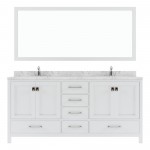 Caroline Avenue 72" Bath Vanity in White, Quartz Top, Sinks, GD-50072-CMRO-WH