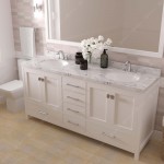 Caroline Avenue 72" Bath Vanity in White, Quartz Top, Sinks, GD-50072-CMRO-WH