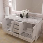 Caroline Avenue 72" Bath Vanity in White, Quartz Top, Sinks, GD-50072-CMRO-WH