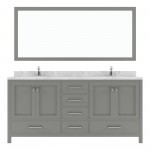 Caroline Avenue 72" Bath Vanity in Gray, Quartz Top, Sinks, GD-50072-CMSQ-CG