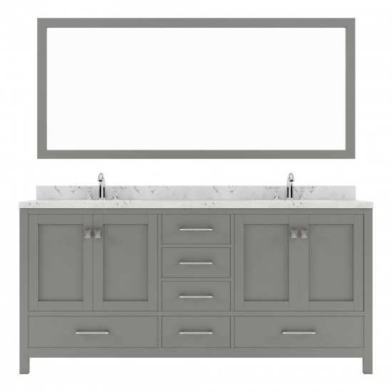 Caroline Avenue 72" Bath Vanity in Gray, Quartz Top, Sinks, GD-50072-CMSQ-CG