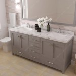 Caroline Avenue 72" Bath Vanity in Gray, Quartz Top, Sinks, GD-50072-CMSQ-CG