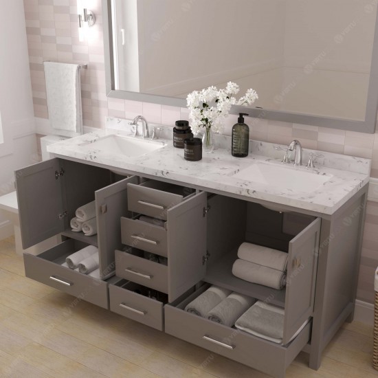 Caroline Avenue 72" Bath Vanity in Gray, Quartz Top, Sinks, GD-50072-CMSQ-CG