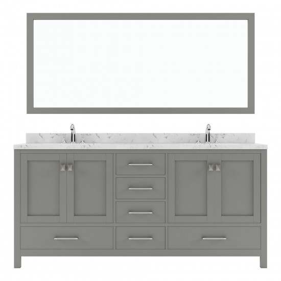 Caroline Avenue 72" Bath Vanity in Gray, Quartz Top, Sinks, GD-50072-CMSQ-CG-001