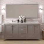 Caroline Avenue 72" Bath Vanity in Gray, Quartz Top, Sinks, GD-50072-CMSQ-CG-002