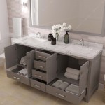 Caroline Avenue 72" Bath Vanity in Gray, Quartz Top, Sinks, GD-50072-CMSQ-CG-002