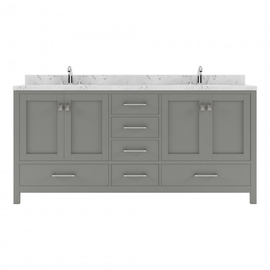 Caroline Avenue 72" Bath Vanity in Gray, Quartz Top, Sinks, GD-50072-CMSQ-CG-NM