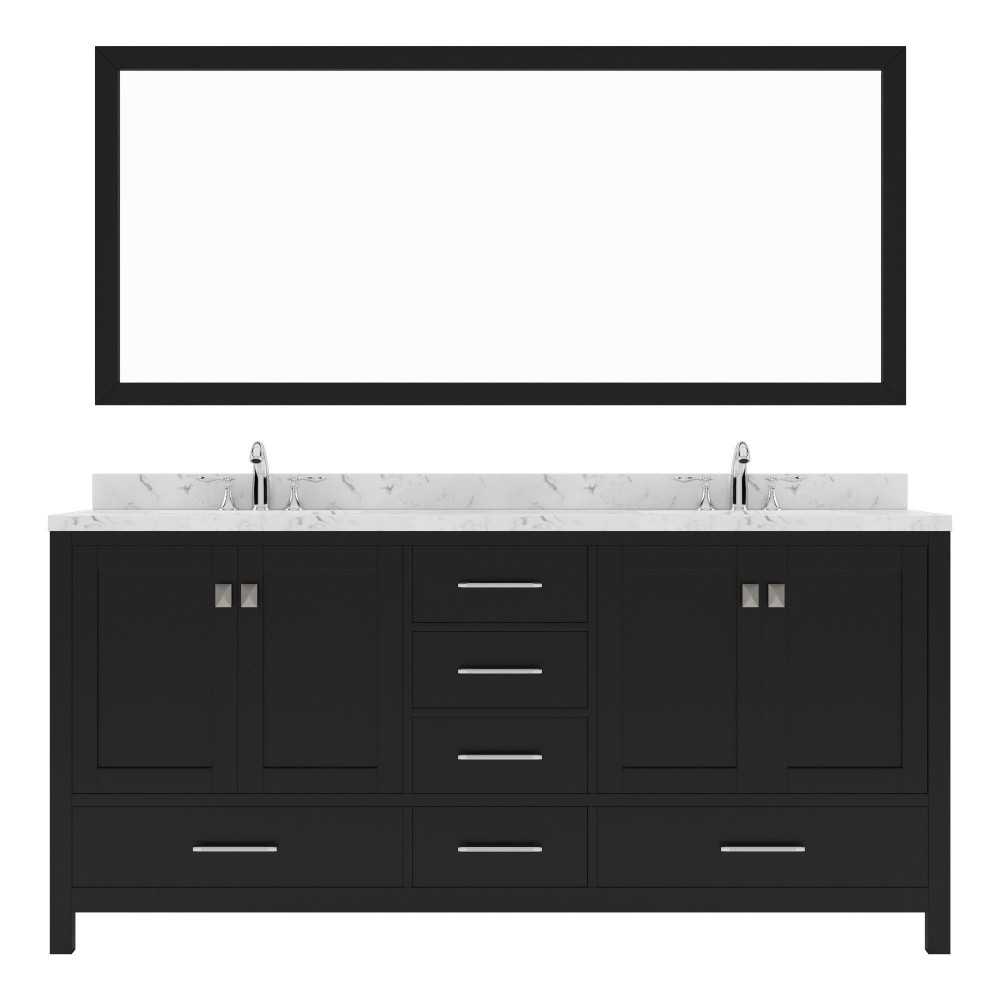 Caroline Avenue 72" Bath Vanity in Espresso, Quartz Top, Sinks, GD-50072-CMSQ-ES