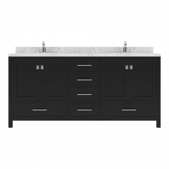 Caroline Avenue 72" Bath Vanity Espresso, Quartz Top, Sinks, GD-50072-CMSQ-ES-NM