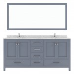 Caroline Avenue 72" Bath Vanity in Gray, Quartz Top, Sinks, GD-50072-CMSQ-GR