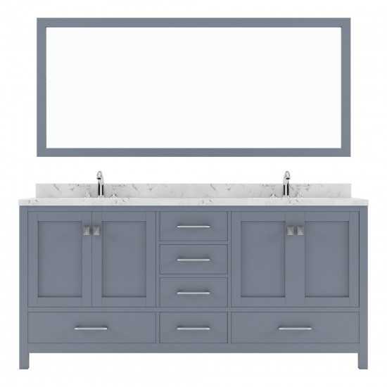 Caroline Avenue 72" Bath Vanity in Gray, Quartz Top, Sinks, GD-50072-CMSQ-GR