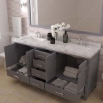 Caroline Avenue 72" Bath Vanity in Gray, Quartz Top, Sinks, GD-50072-CMSQ-GR