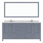 Caroline Avenue 72" Bath Vanity in Gray, Quartz Top, Sinks, GD-50072-CMSQ-GR-001