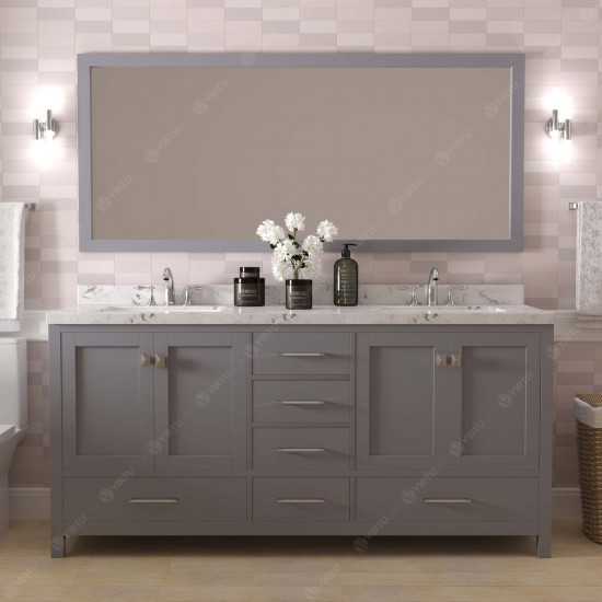 Caroline Avenue 72" Bath Vanity in Gray, Quartz Top, Sinks, GD-50072-CMSQ-GR-002