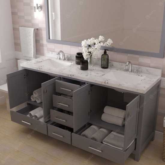 Caroline Avenue 72" Bath Vanity in Gray, Quartz Top, Sinks, GD-50072-CMSQ-GR-002