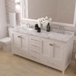 Caroline Avenue 72" Bath Vanity in White, Quartz Top, Sinks, GD-50072-CMSQ-WH