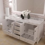 Caroline Avenue 72" Bath Vanity in White, Quartz Top, Sinks, GD-50072-CMSQ-WH
