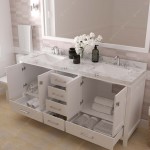 Caroline Avenue 72" Bath Vanity White, Quartz Top, Sinks, GD-50072-CMSQ-WH-001