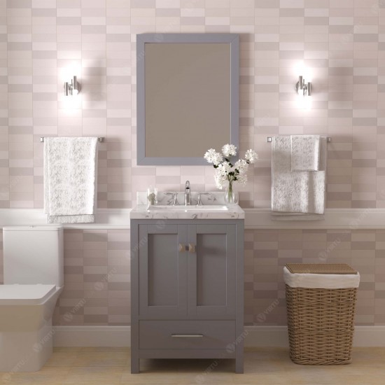 Caroline Avenue 24" Bath Vanity in Gray, Quartz Top, Sink, GS-50024-CMRO-GR-001