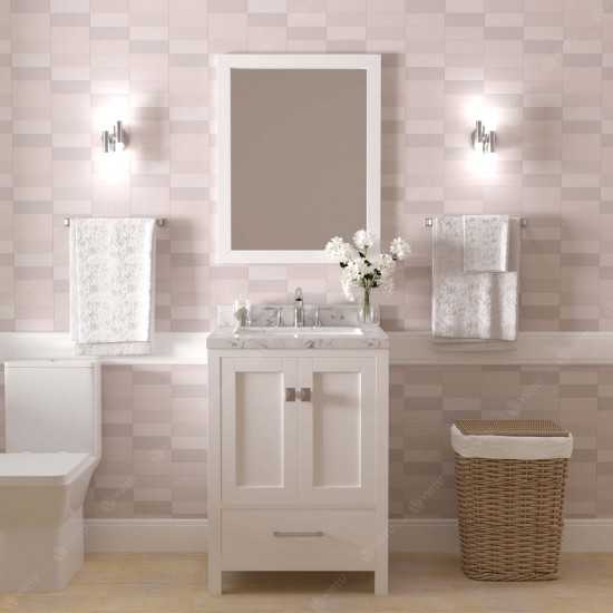 Caroline Avenue 24" Bath Vanity in White, Quartz Top, Sink, GS-50024-CMRO-WH-001