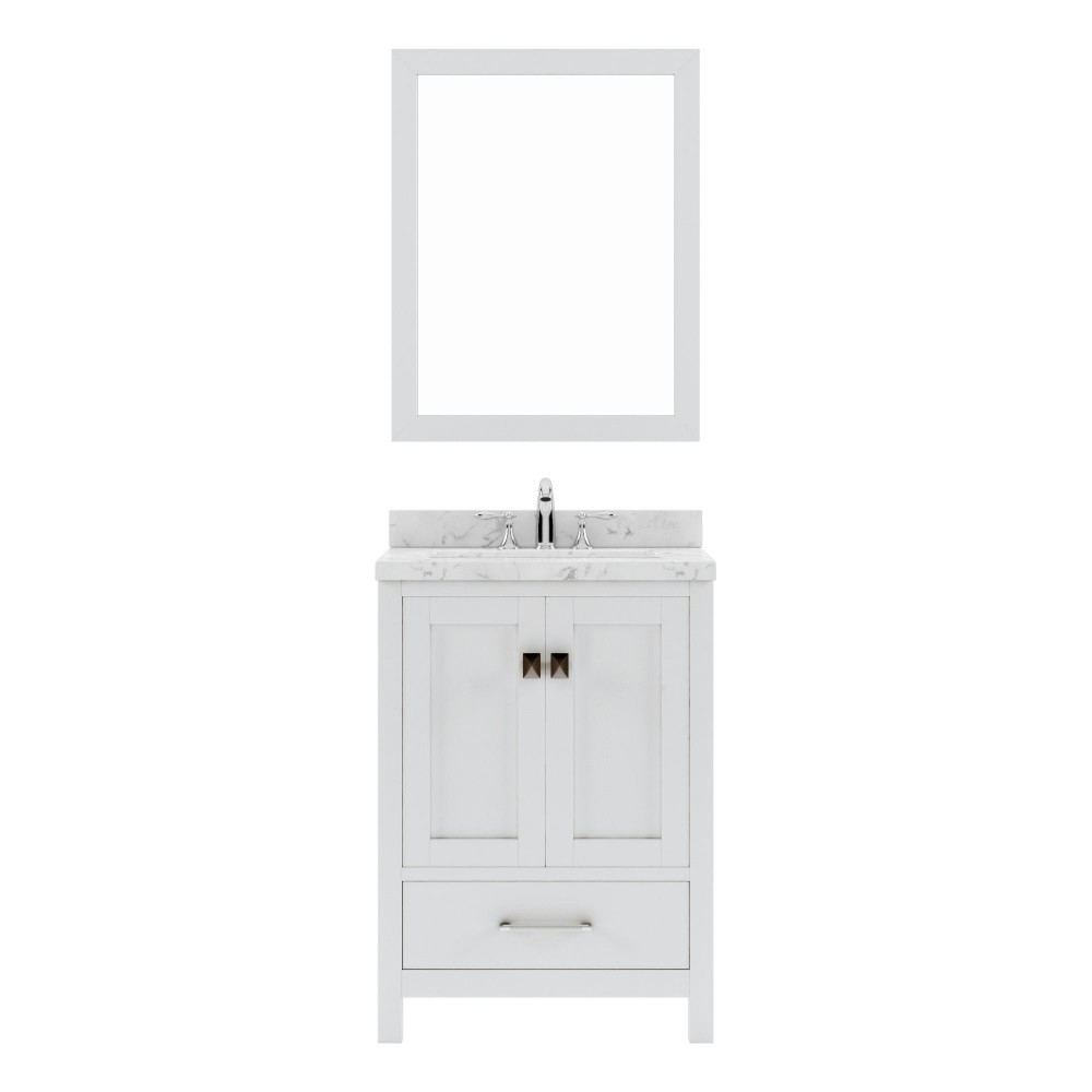 Caroline Avenue 24" Bath Vanity in White, Quartz Top, Sink, GS-50024-CMRO-WH-002