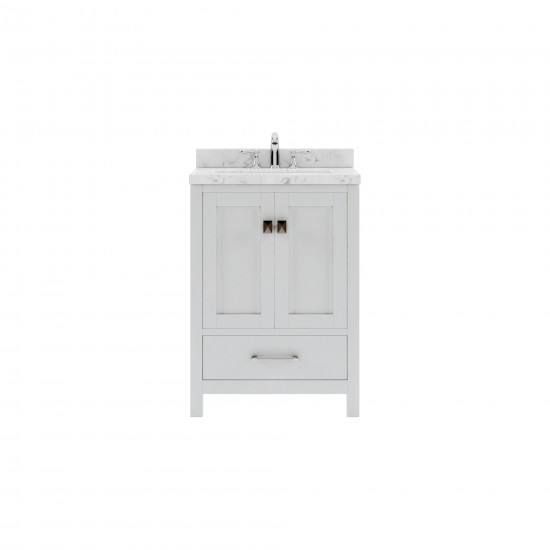 Caroline Avenue 24" Bath Vanity in White, Quartz Top, Sink, GS-50024-CMRO-WH-NM