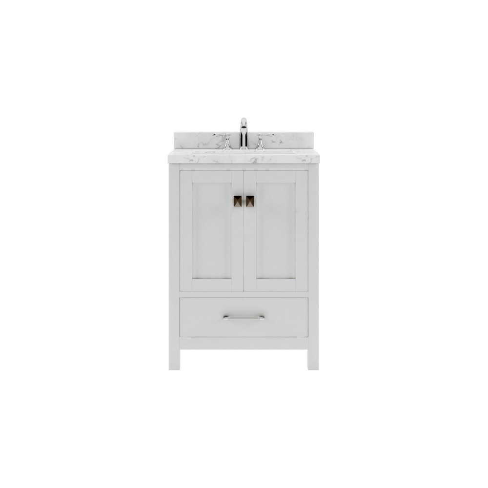 Caroline Avenue 24" Bath Vanity in White, Quartz Top, Sink, GS-50024-CMRO-WH-NM