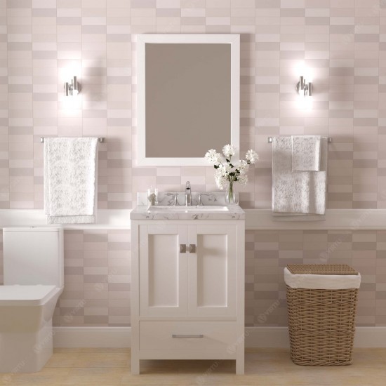 Caroline Avenue 24" Bath Vanity in White, Quartz Top, Sink, GS-50024-CMSQ-WH