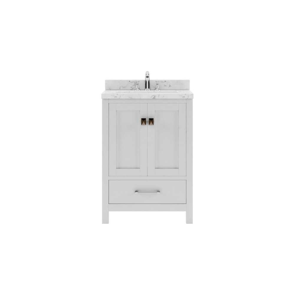 Caroline Avenue 24" Bath Vanity in White, Quartz Top, Sink, GS-50024-CMSQ-WH-NM