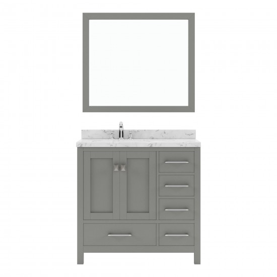 Caroline Avenue 36" Bath Vanity in Gray, Quartz Top, Sink, GS-50036-CMRO-CG