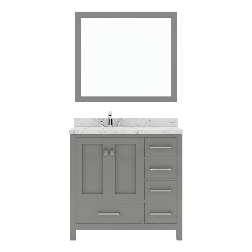 Caroline Avenue 36" Bath Vanity in Gray, Quartz Top, Sink, GS-50036-CMRO-CG