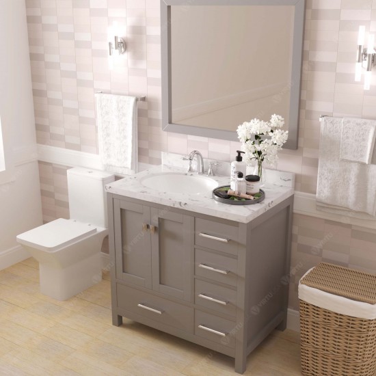 Caroline Avenue 36" Bath Vanity in Gray, Quartz Top, Sink, GS-50036-CMRO-CG