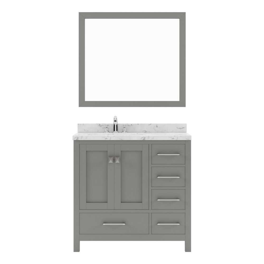 Caroline Avenue 36" Bath Vanity in Gray, Quartz Top, Sink, GS-50036-CMRO-CG-001