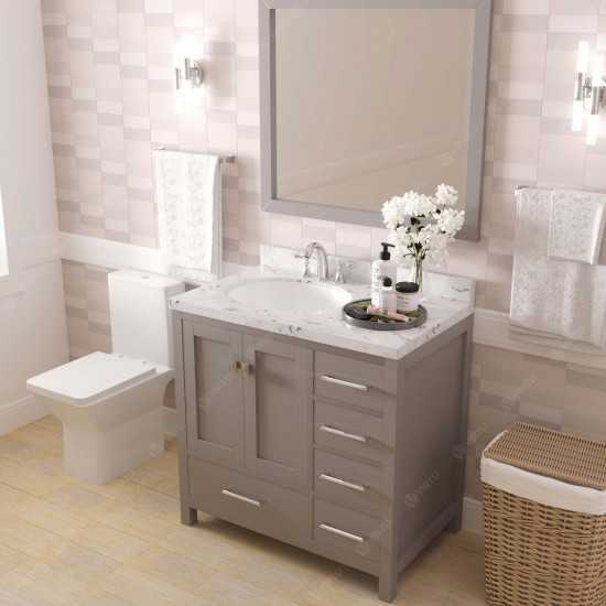 Caroline Avenue 36" Bath Vanity in Gray, Quartz Top, Sink, GS-50036-CMRO-CG-002