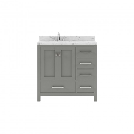 Caroline Avenue 36" Bath Vanity in Gray, Quartz Top, Sink, GS-50036-CMRO-CG-NM