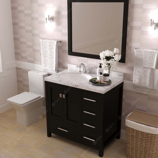 Caroline Avenue 36" Bath Vanity Espresso, Quartz Top, Sink, GS-50036-CMRO-ES-001