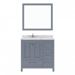 Caroline Avenue 36" Bath Vanity in Gray, Quartz Top, Sink, GS-50036-CMRO-GR