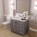 Caroline Avenue 36" Bath Vanity in Gray, Quartz Top, Sink, GS-50036-CMRO-GR