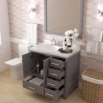 Caroline Avenue 36" Bath Vanity in Gray, Quartz Top, Sink, GS-50036-CMRO-GR