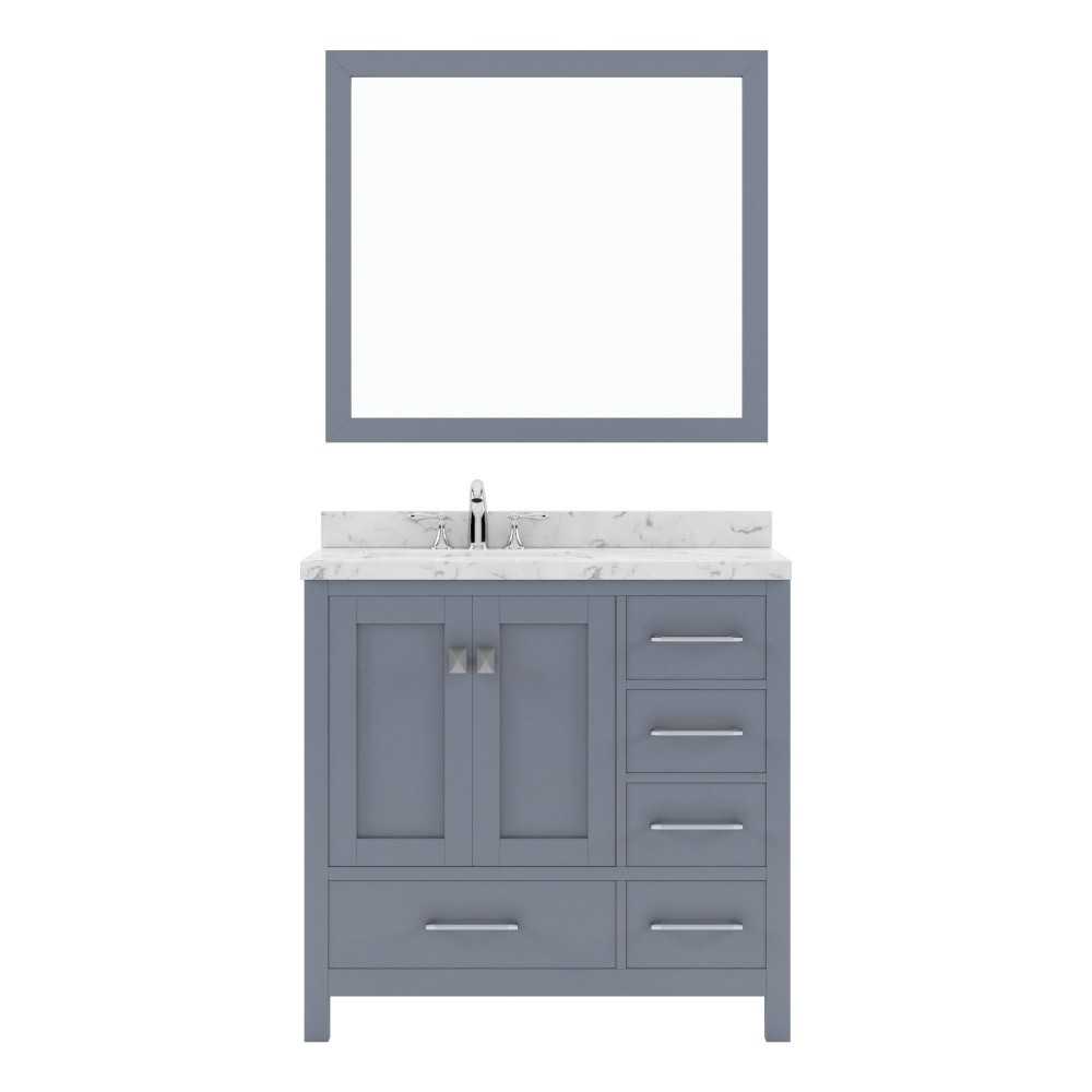 Caroline Avenue 36" Bath Vanity in Gray, Quartz Top, Sink, GS-50036-CMRO-GR-002