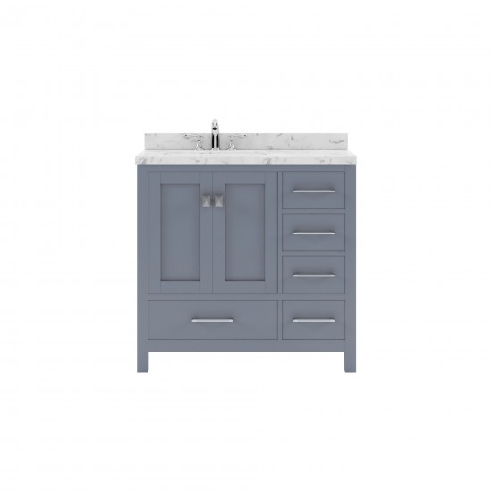 Caroline Avenue 36" Bath Vanity in Gray, Quartz Top, Sink, GS-50036-CMRO-GR-NM