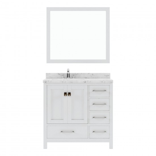 Caroline Avenue 36" Bath Vanity in White, Quartz Top, Sink, GS-50036-CMRO-WH