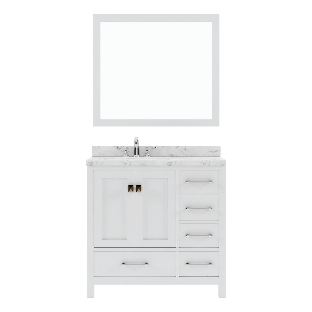 Caroline Avenue 36" Bath Vanity in White, Quartz Top, Sink, GS-50036-CMRO-WH-002