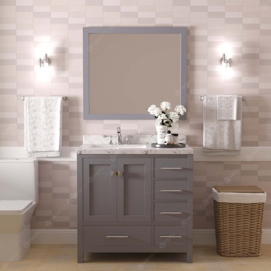 Caroline Avenue 36" Bath Vanity in Gray, Quartz Top, Sink, GS-50036-CMSQ-GR