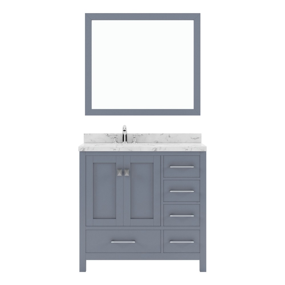 Caroline Avenue 36" Bath Vanity in Gray, Quartz Top, Sink, GS-50036-CMSQ-GR-002