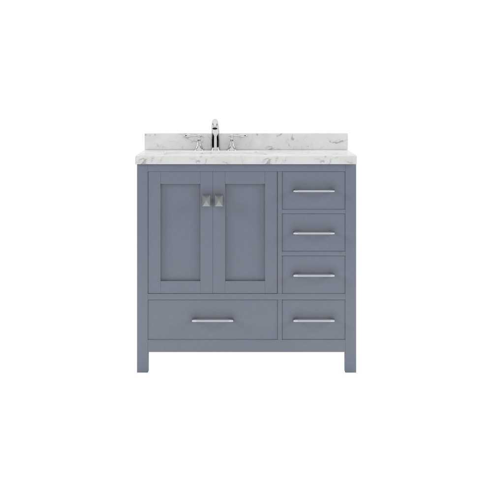 Caroline Avenue 36" Bath Vanity in Gray, Quartz Top, Sink, GS-50036-CMSQ-GR-NM