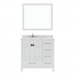Caroline Avenue 36" Bath Vanity in White, Quartz Top, Sink, GS-50036-CMSQ-WH
